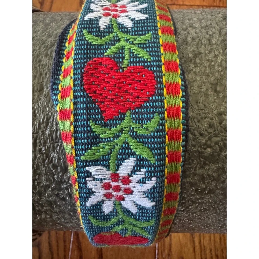 Set of 4 Embroidered Boho Headbands Floral Leaf Heart Folk Style Multi Color